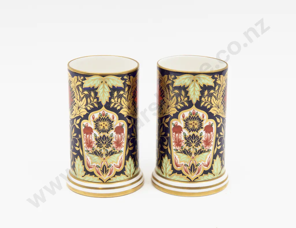 Pair Royal Crown Derby Hamilton Imari Pattern Spill Vases 9.5cm H Image 1++