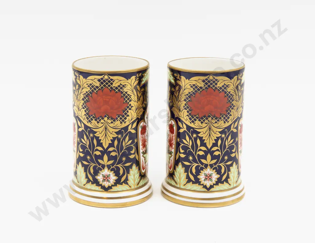 Pair Royal Crown Derby Hamilton Imari Pattern Spill Vases 9.5cm H Image 1++