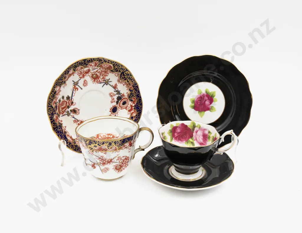 Royal Crown Derby Imari Pattern Moustache Teacup & Saucer with Royal Albert Rose Cup Saucer Plate Image 1++