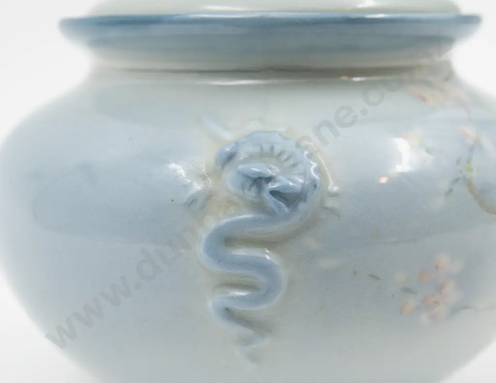 Royal Doulton Titanian Ware Lidded Pot Painted with Bird Signed H Allen 11cm H Overall Image 1++