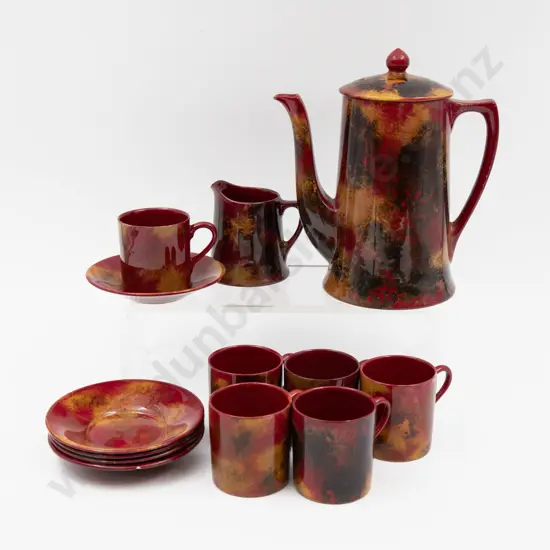 Crown Ducal Spectria Flambe Part Demitasse Coffee Set