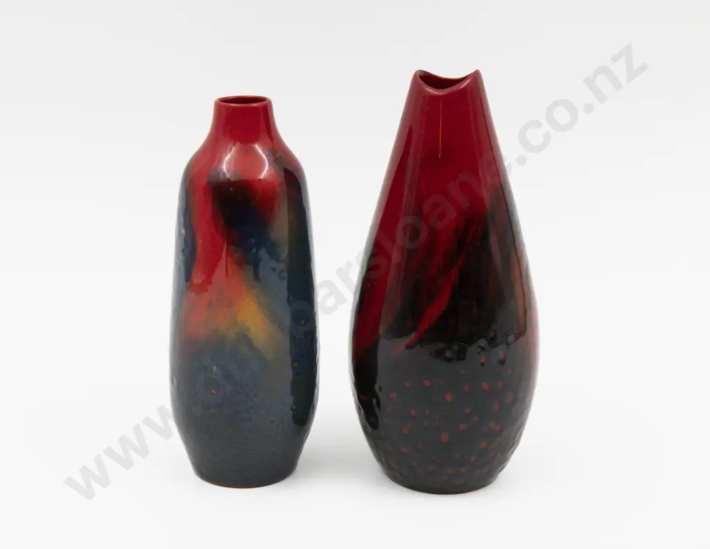 Two Royal Doulton Flambe Specimen Vases 15.5cm H & 17cm H Image 1++