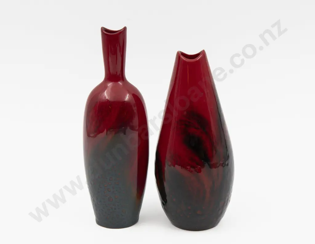 Two Royal Doulton Flambe Specimen Vases 19cm H & 17cm H Image 1++