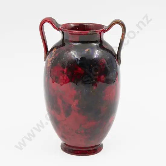 Royal Doulton Flambe Handled Vase 16cm H