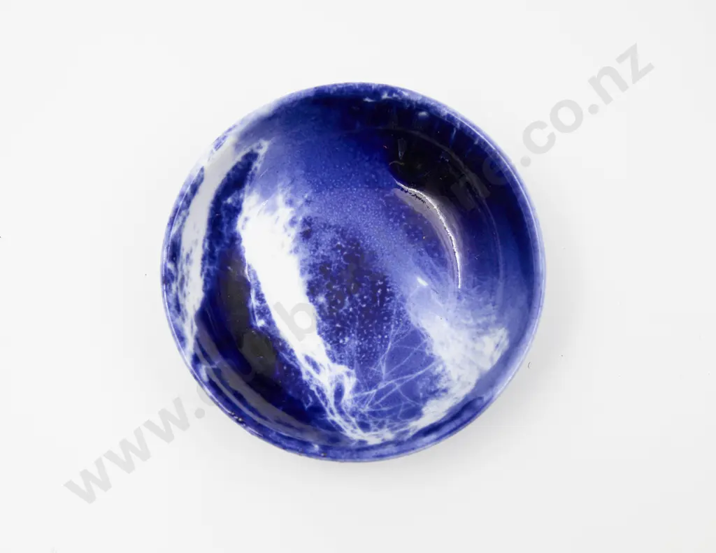 Royal Doulton Flambe Blue Sung Dish & Bulbous Vase Image 1++