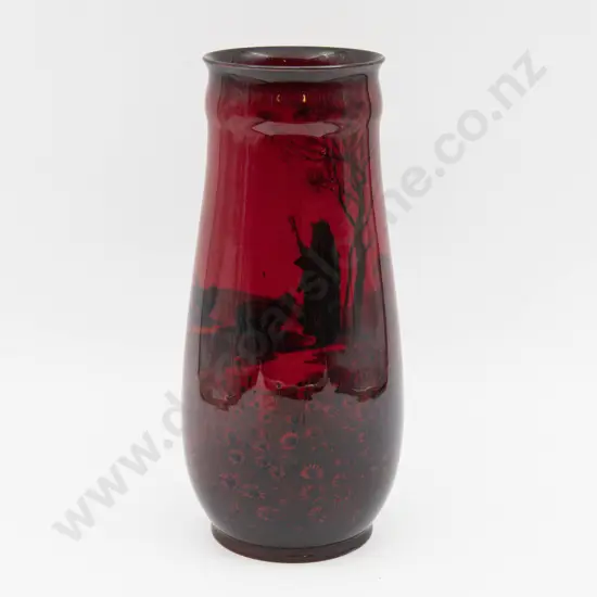 Royal Doulton Flambe Continuous Shepherd Landscape Vase 28cm H