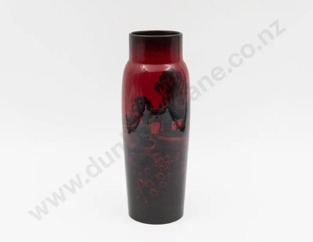 Royal Doulton Flambe Continuous Cottage Landscape Vase 25.5cm H Image 1++