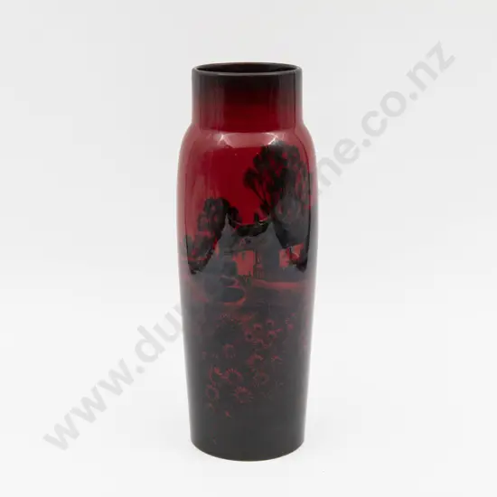 Royal Doulton Flambe Continuous Cottage Landscape Vase 25.5cm H