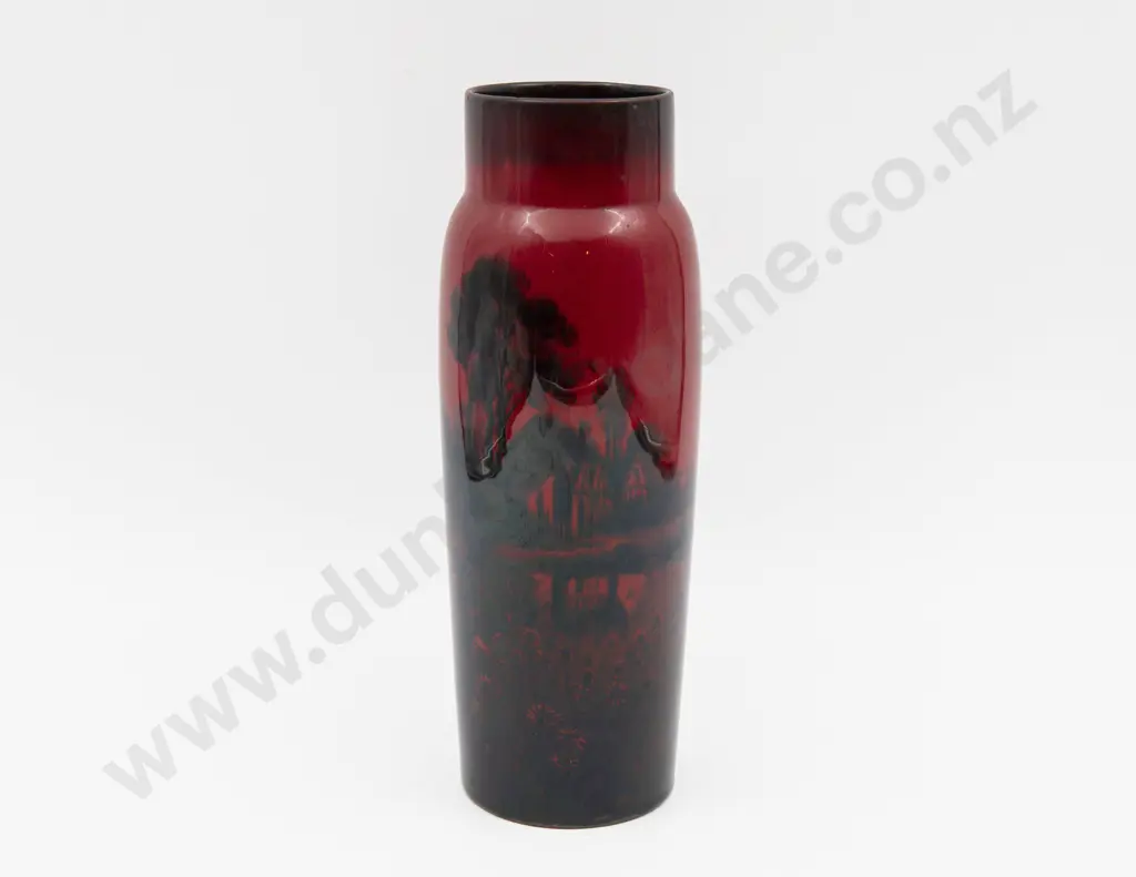 Royal Doulton Flambe Continuous Cottage Landscape Vase 26cm H Image 1++