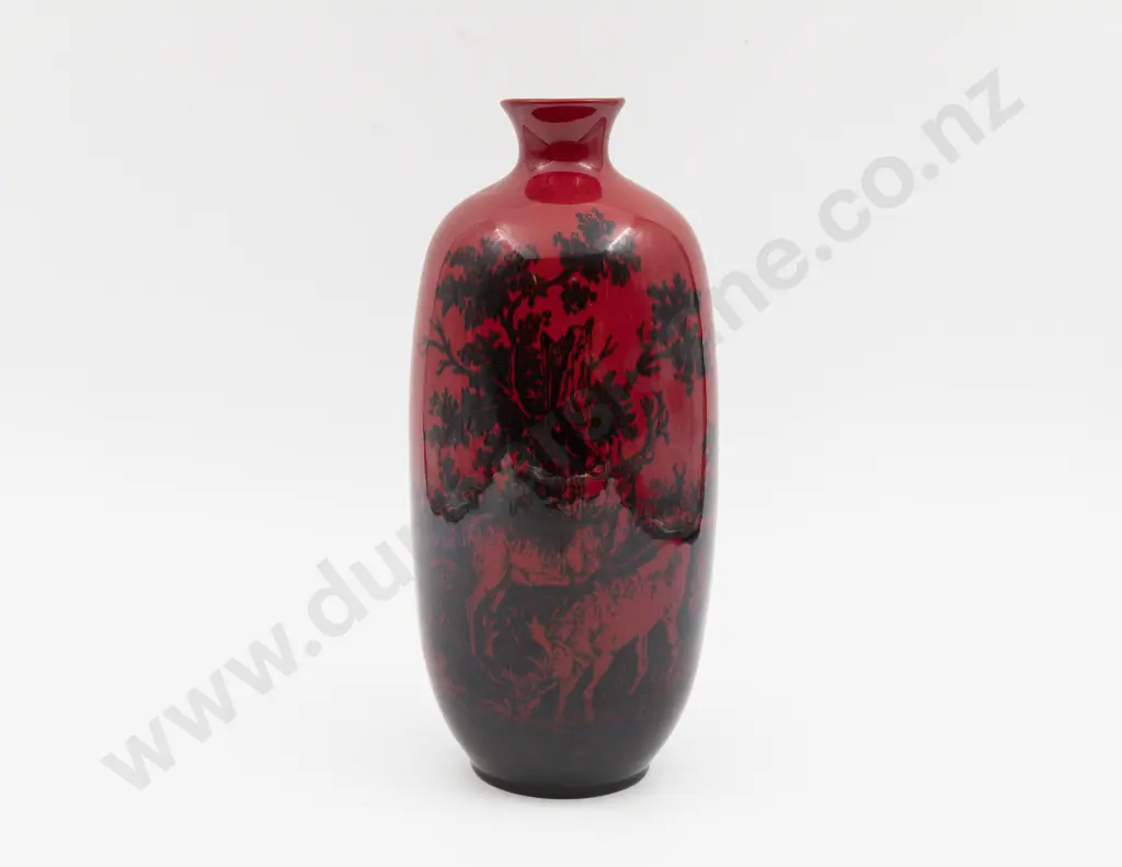 Royal Doulton Flambe Continuous Wooded Deer Landscape Vase 28.5cm H Image 1++