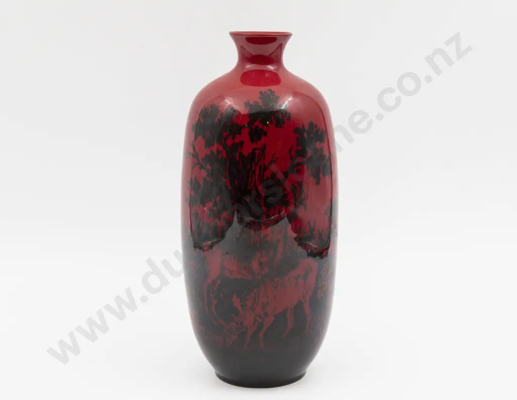 Royal Doulton Flambe Continuous Wooded Deer Landscape Vase 28.5cm H Image 1++