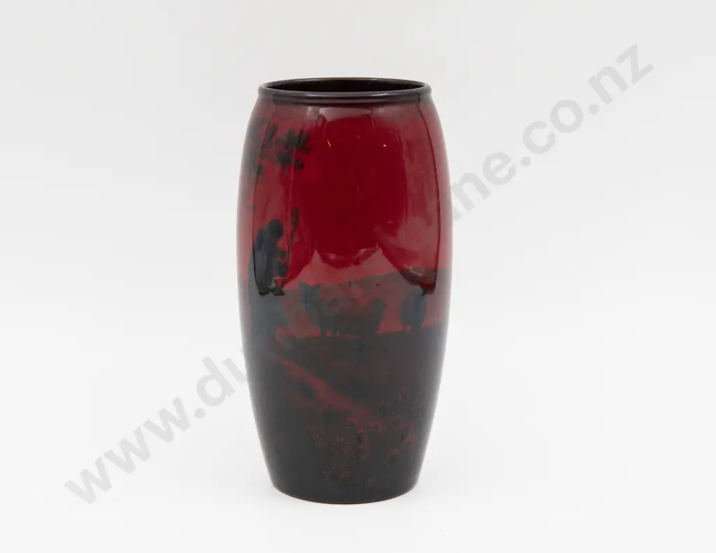 Royal Doulton Flambe Continuous Shepherd Landscape Vase 20cm H Image 1++