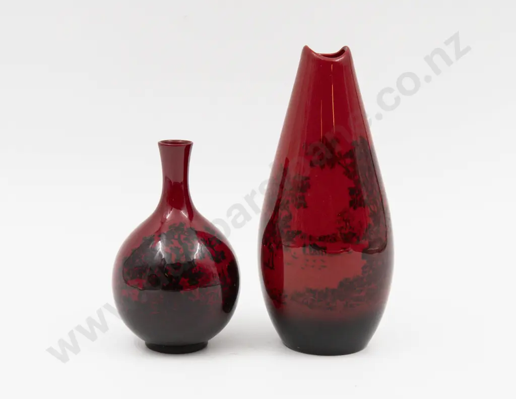 Two Royal Doulton Flambe Continuous Landscape Specimen Vases 17cm H & 12cm H Image 1++