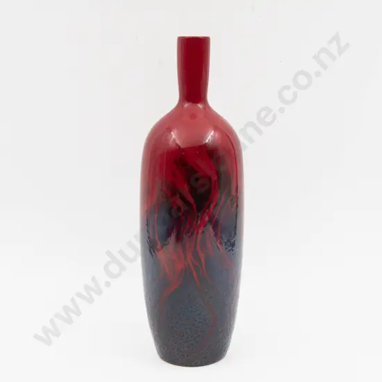 Royal Doulton Flambe Veined Bottle Vase 34cm H