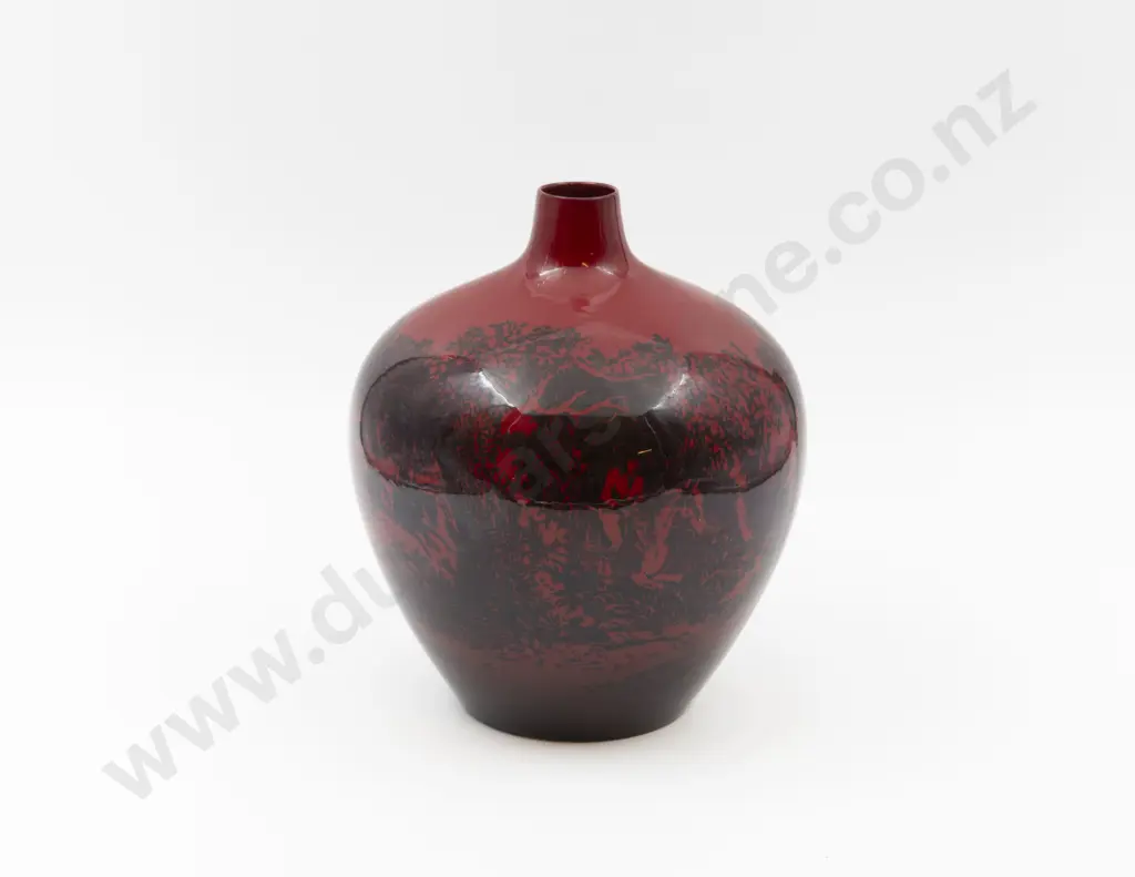 Royal Doulton Flambe Woodcut Continuous Hunting Scene Specimen Vase 26cm H Image 1++