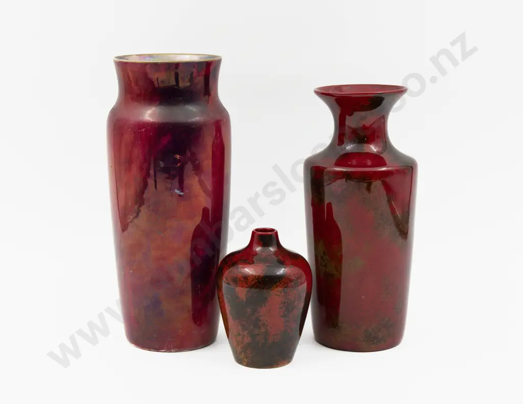 Three Various Crown Ducal Spectria Flambe Vases Image 1++