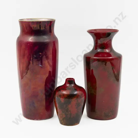 Three Various Crown Ducal Spectria Flambe Vases
