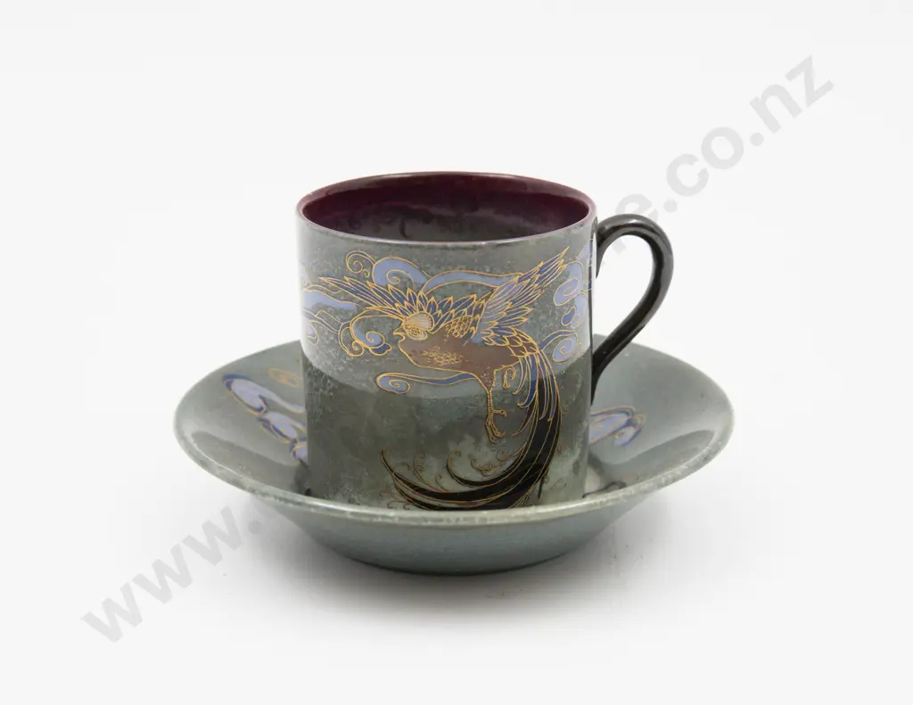Royal Doulton Titanian Ware Bird of Paradise Coffee Can & Saucer Image 1++