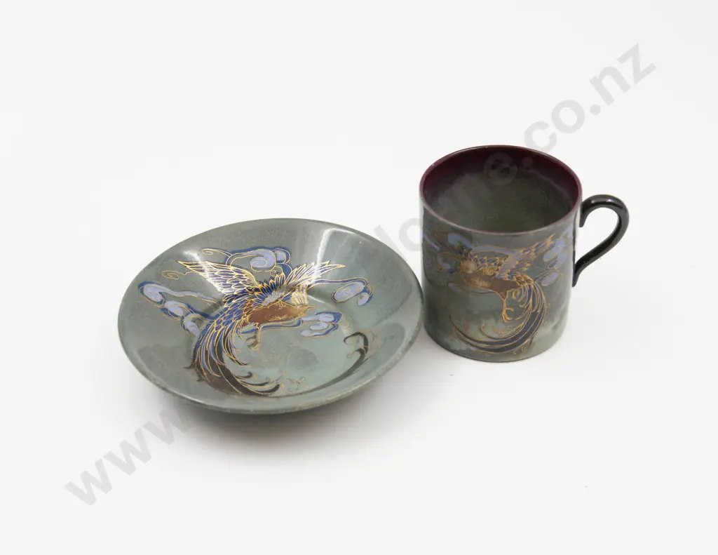 Royal Doulton Titanian Ware Bird of Paradise Coffee Can & Saucer Image 1++
