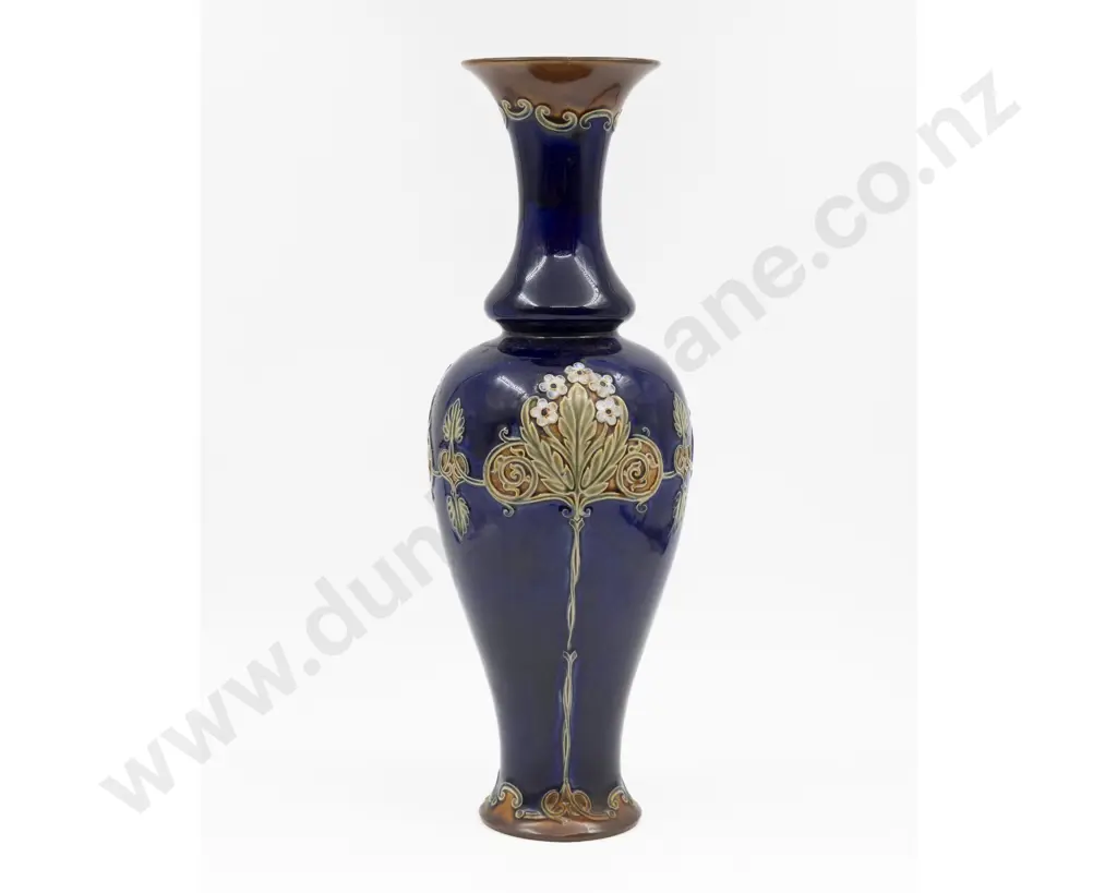 C1900 Doulton Stoneware Art Nouveau Tube Lined Mantel Vase 43cm H Image 1++