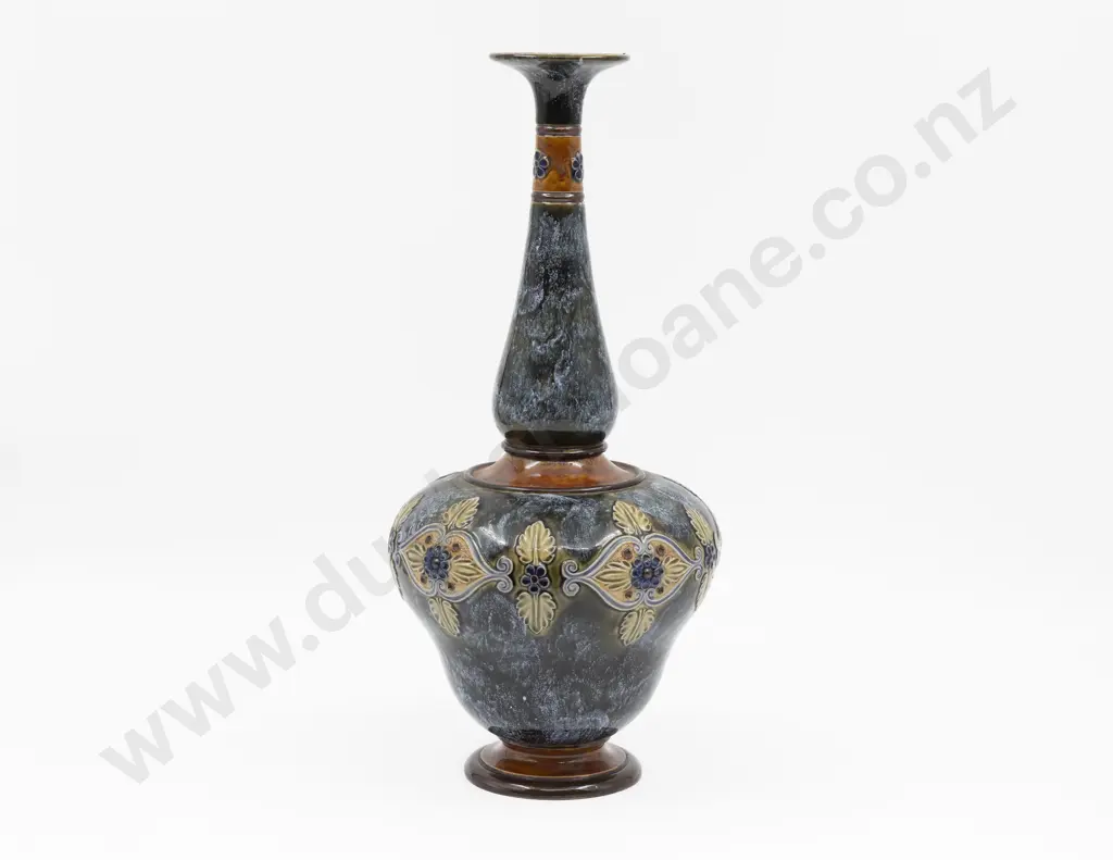 C1885 Doulton Stoneware Applied Tube Lined Motif Specimen Vase 41cm H Image 1++