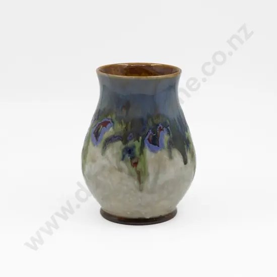 C1935 Doulton Stoneware Slip Glazed Vase 18.5cm H