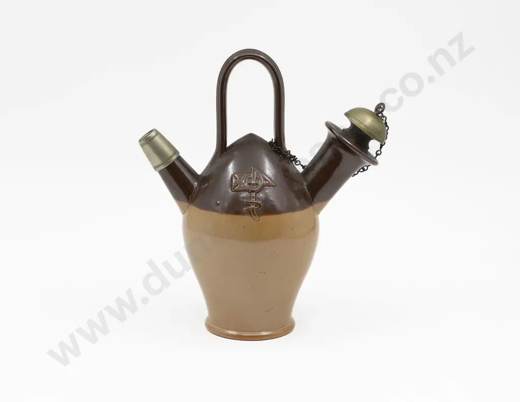 C1888 Doulton Stoneware "The Old Sarum Kettle" for Watson & Co Salisbury 23.5cm H Image 1++