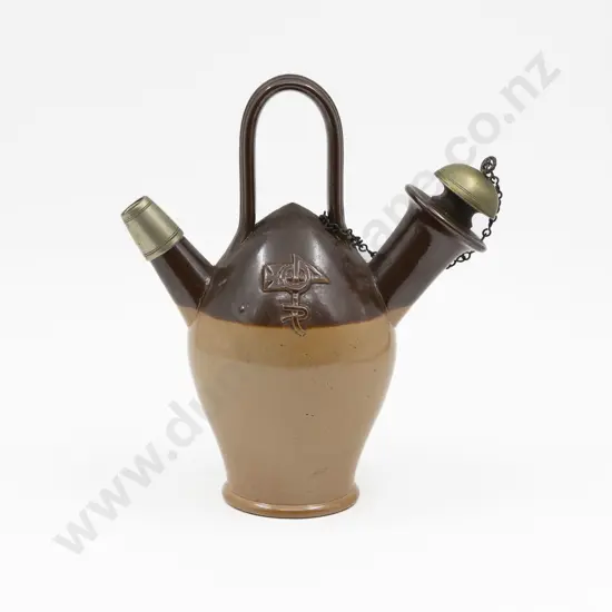 C1888 Doulton Stoneware "The Old Sarum Kettle" for Watson & Co Salisbury 23.5cm H