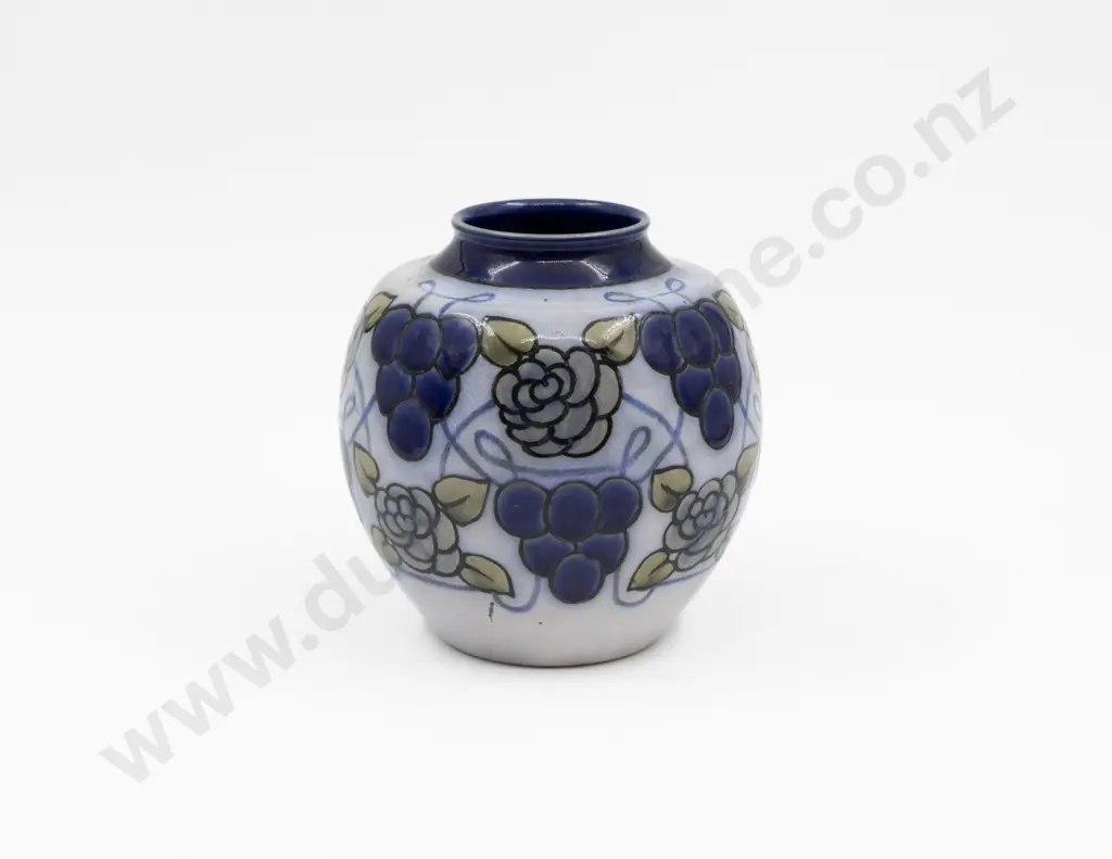 C1894 Doulton Stoneware Painted Vase by Florrie Jones 17cm H Image 1++