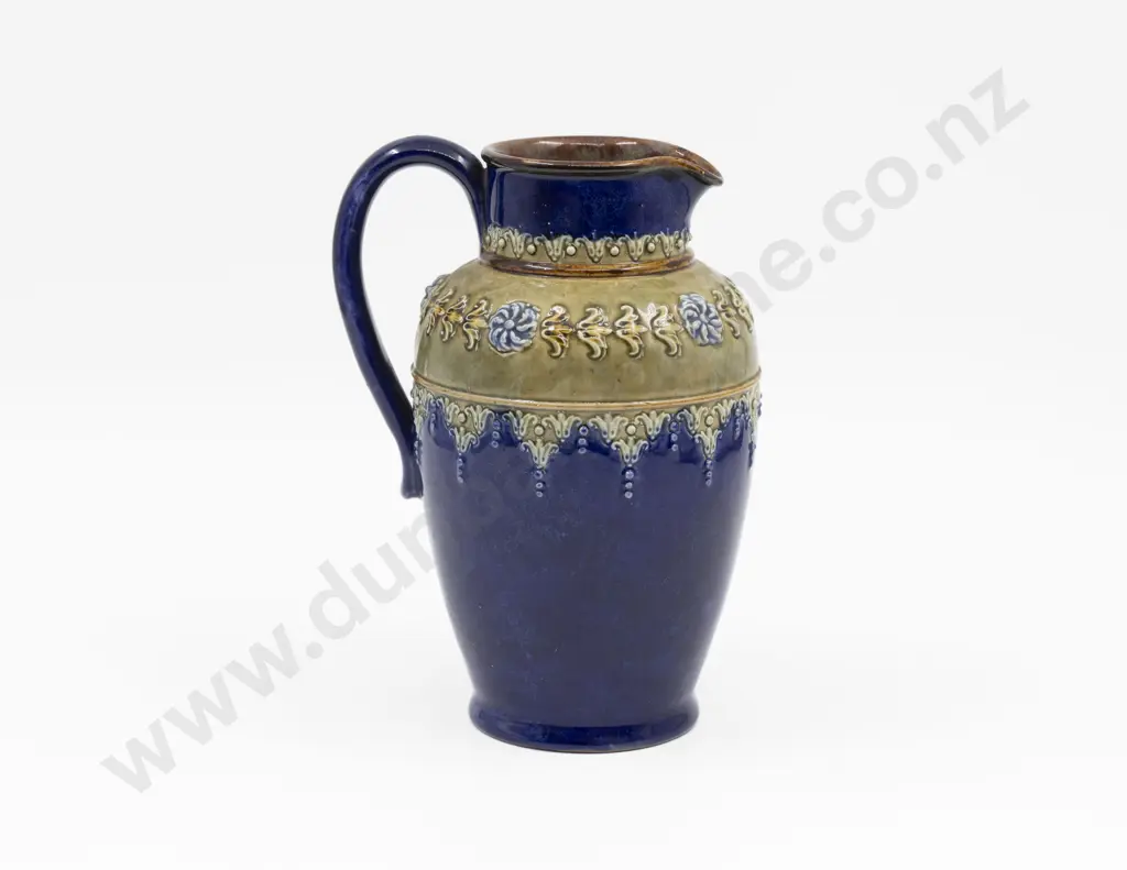 C1893 Doulton Stoneware Applied Motif Jug 21.5cm H Image 1++
