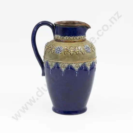 C1893 Doulton Stoneware Applied Motif Jug 21.5cm H