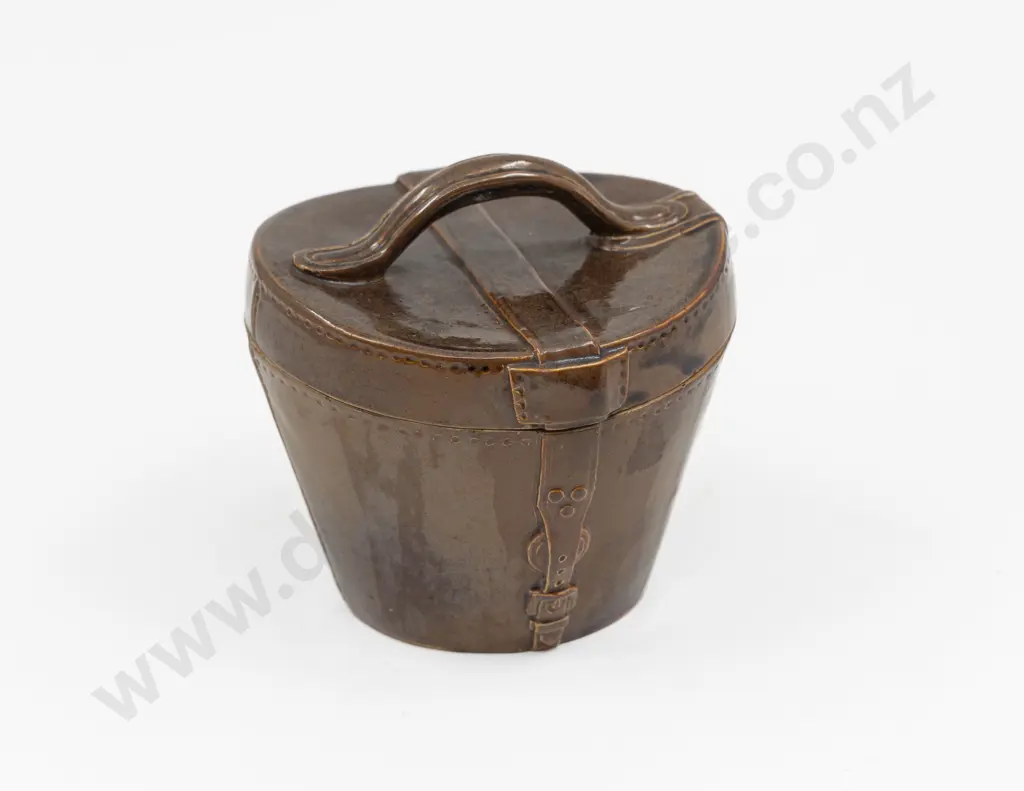 Unmarked (Doulton Stoneware) Two Pce Hatbox Model 12cm Diameter Image 1++