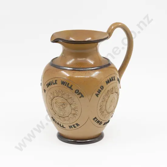 Doulton Lambeth Stoneware Motto Ware Jug 21.5cm H