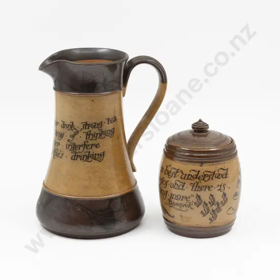 Doulton Stoneware Motto Ware Jug with Tobacco Barrel 22cm H