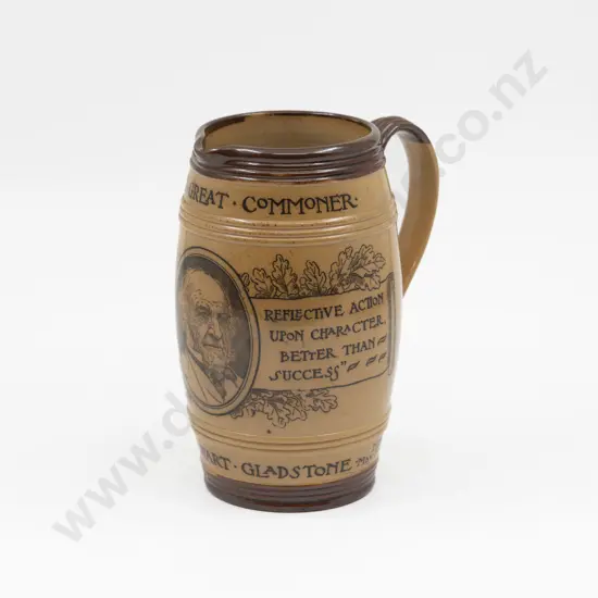Doulton Lambeth Stoneware Commemorative Jug "Gladstone 1809 - 1898" 19cm H