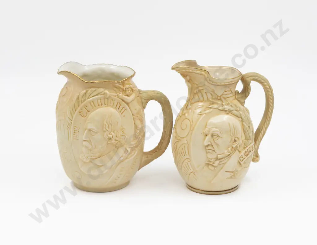 Two Doulton Burslem Porcelain Gladstone & Tennyson Commemorative Jugs 17.5 & 18.5cm H Image 1++