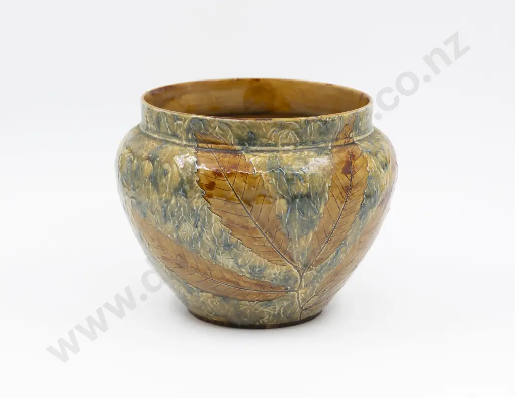 Doulton Lambeth Stoneware Autumn Leaf Pattern Jardiniere 19.5cm Diameter Image 1++