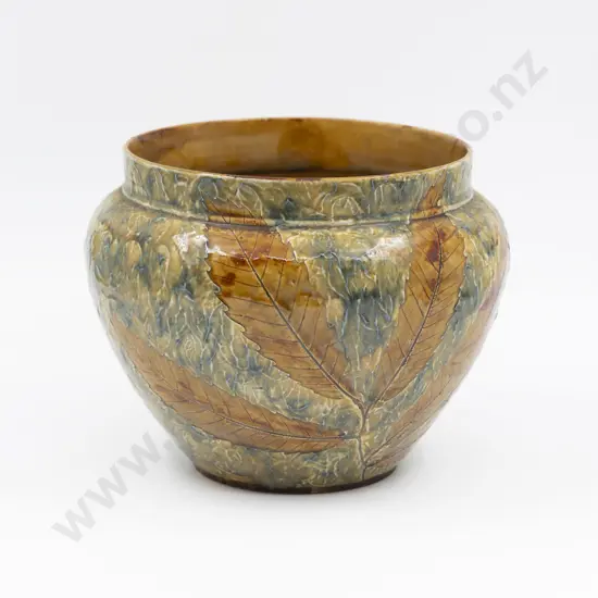 Doulton Lambeth Stoneware Autumn Leaf Pattern Jardiniere 19.5cm Diameter
