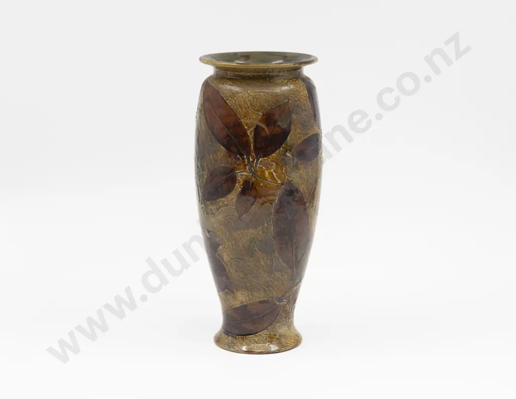 Doulton Lambeth Stoneware Autumn Leaf Pattern Vase 27cm H Image 1++