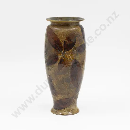 Doulton Lambeth Stoneware Autumn Leaf Pattern Vase 27cm H
