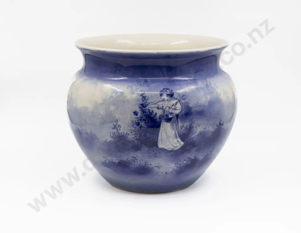Large Royal Doulton B&W Continuous Landscape with Child Pattern Jardiniere Image 1++