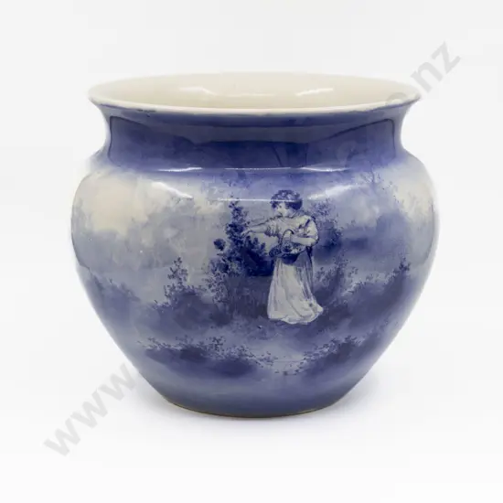 Large Royal Doulton B&W Continuous Landscape with Child Pattern Jardiniere