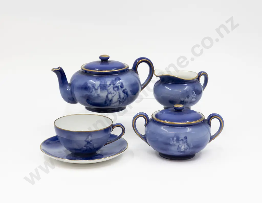 Unmarket (Royal Beyreuth) Blue & White Children Pattern Three Pce Teaset Teacup & Saucer Image 1++