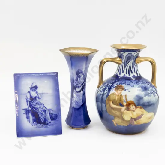 Doulton Burslem Underglazed Blue Vase Entitled "A Lullaby" Vase