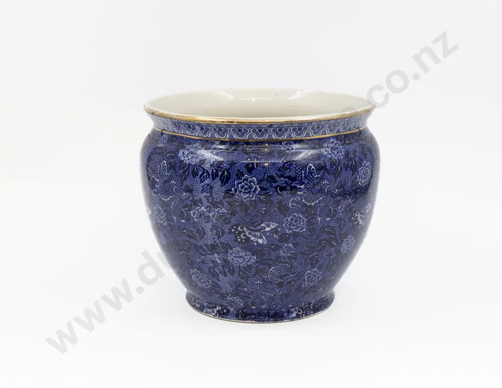 Shelley Blue & White Dragon Butterfly Floral Print Jardiniere 23cm Diameter Image 1++