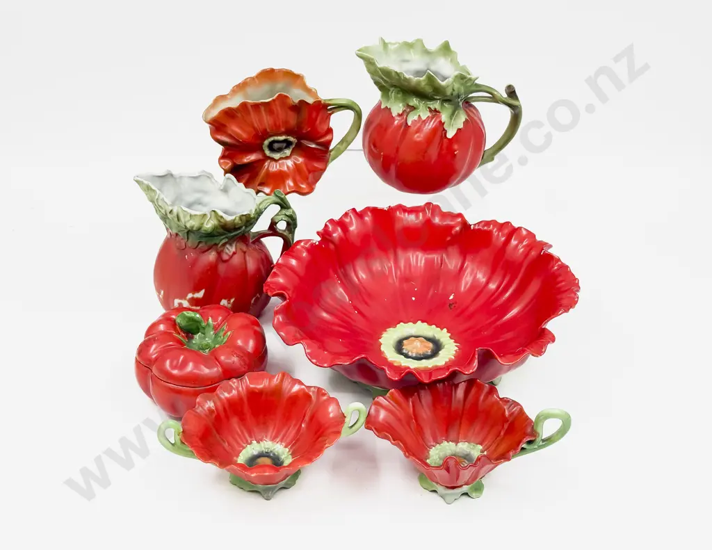 Royal Beyreuth Poppy & Tomato Moulded Ware (6 Pces) Image 1++