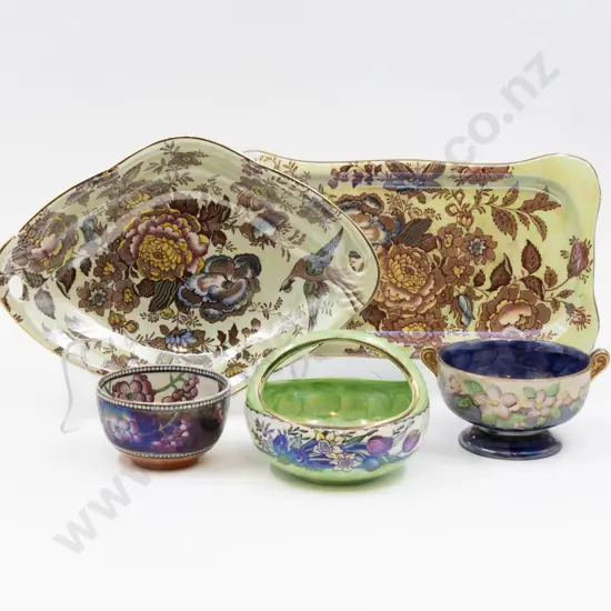 Maling Lustre Sandwich Tray & Four Various Dishes