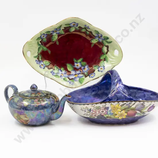 Maling Lustre Dish Fruit Basket with Grimwades Teapot
