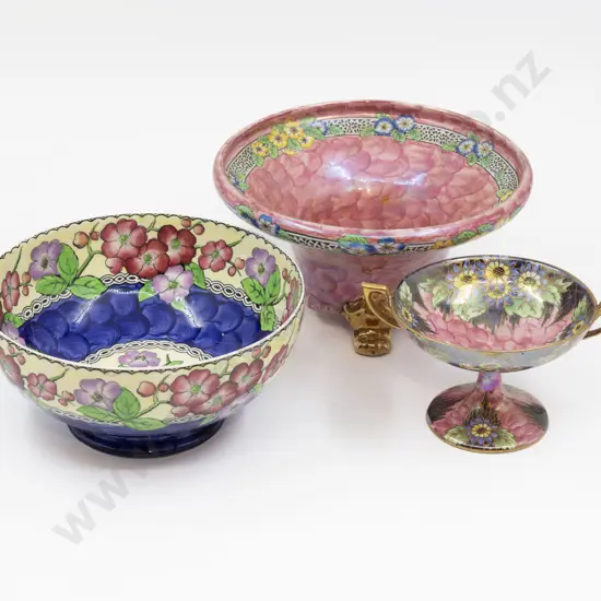Maling Lustre Footed Vase Fruit Bowl & Dish