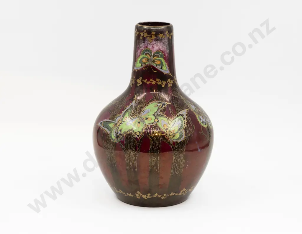 Devon Sylvan Lustre Butterfly Decorated Bottle Vase Image 1++